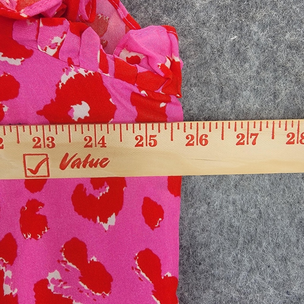 Jodifl Dress Womens 2X Pink Red Animal Print Ruffle Sleeve Tiered Polyester Plus - Picture 13 of 15
